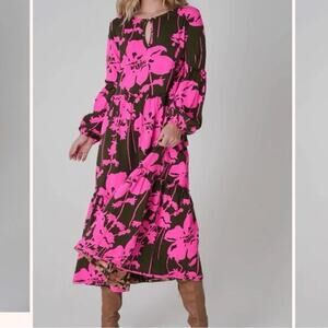 Organic cotton pink floral dress size Small New with tags‎